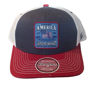 Land of the Free Slight Curve Trucker Hat