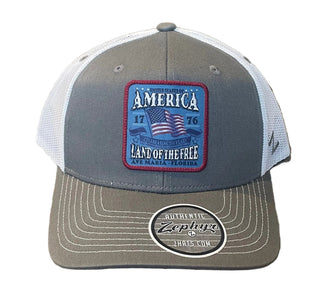 Land of the Free Slight Curve Trucker Hat