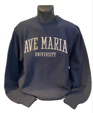 Ave Maria University Embroidered Pro-Weave Crewneck - Blue 84