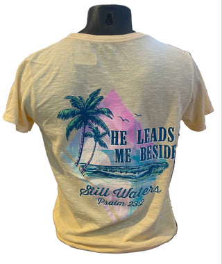 He Leads Me Besides Still Waters T-Shirt - Blue 84