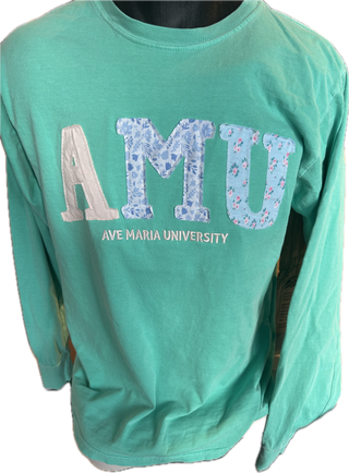AMU Patchwork Longsleeve T Seafoam Green