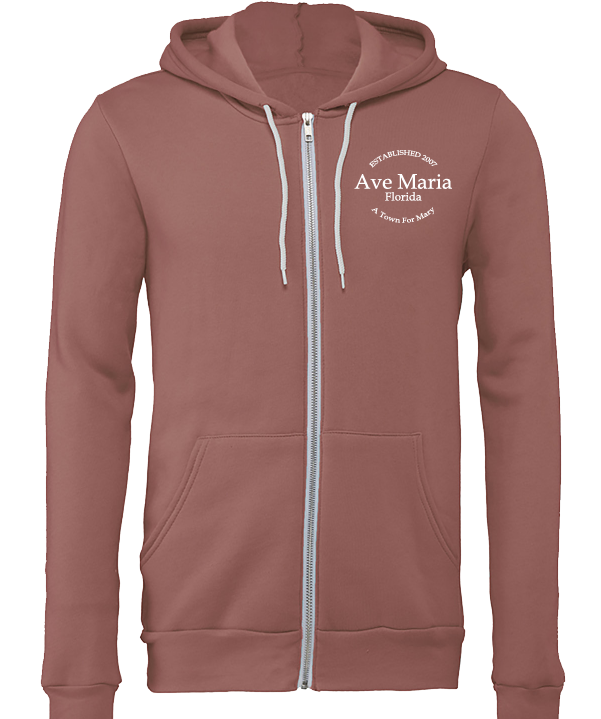 A Town for Mary embroidered mauve full zip Hoodie