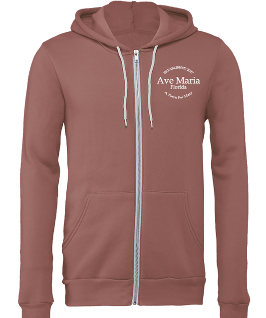 A Town for Mary embroidered mauve full zip Hoodie