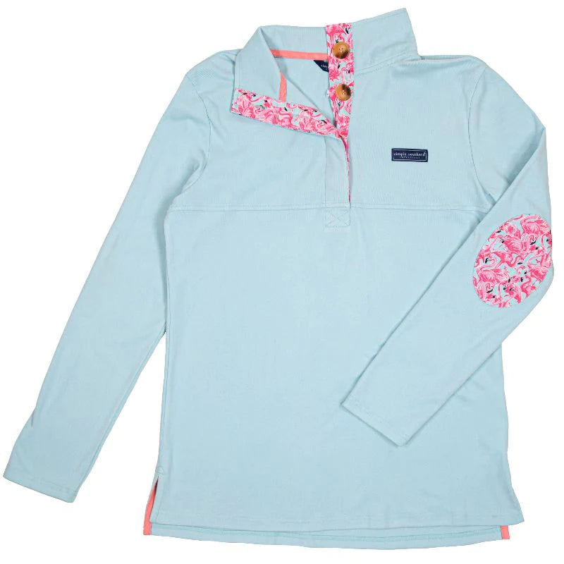 Simply Southern Button Pullover Flamingo