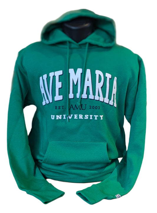 Ave Maria University - Puff Print - Kelly Green Hoodie