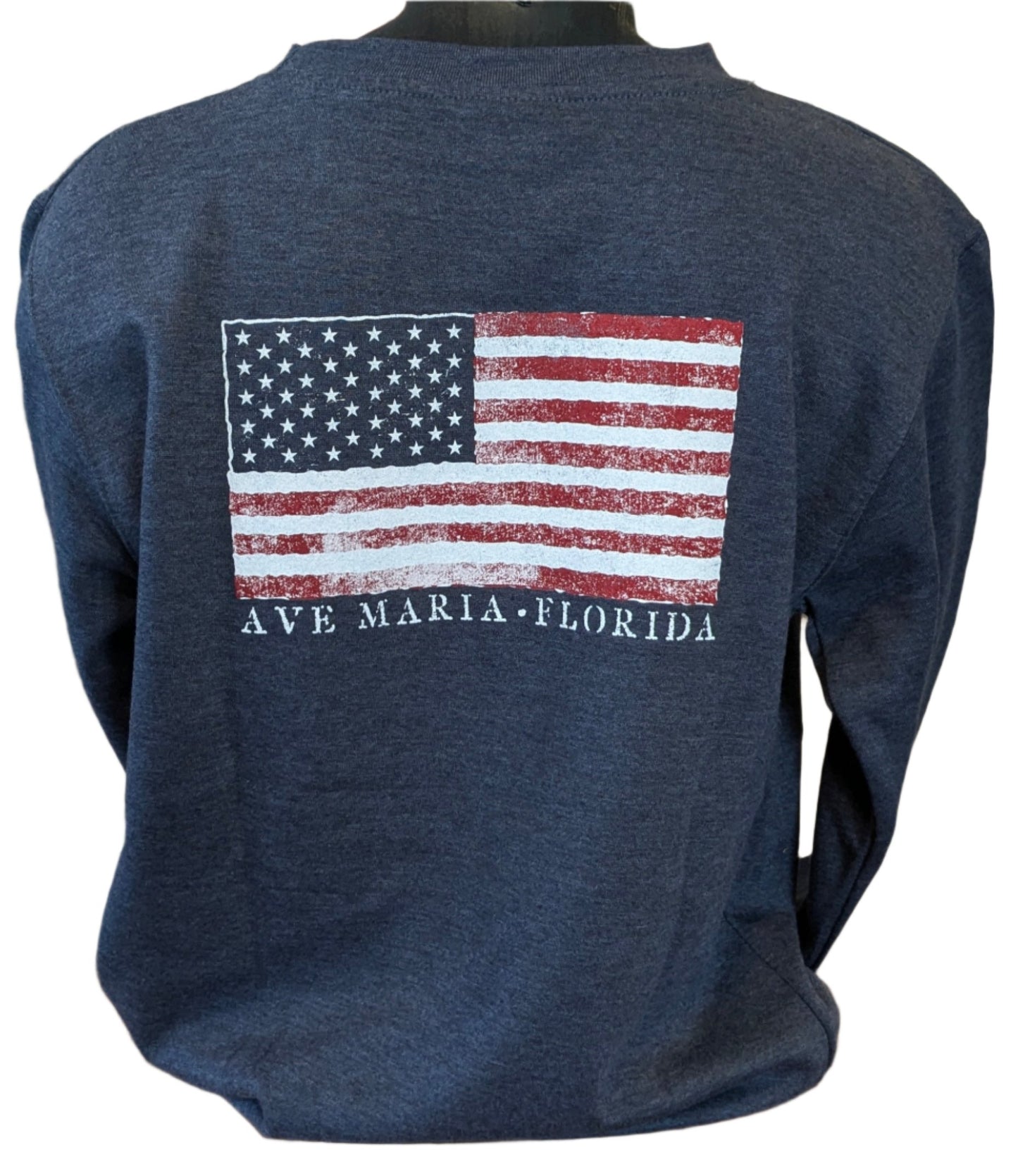 MV Sport American Flag Heather Navy Crew