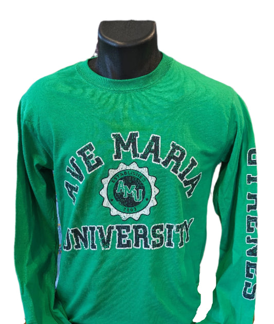 Ave Maria University Established in 2003 AMU Gyrenes Long Sleeve Tee - Blue 84