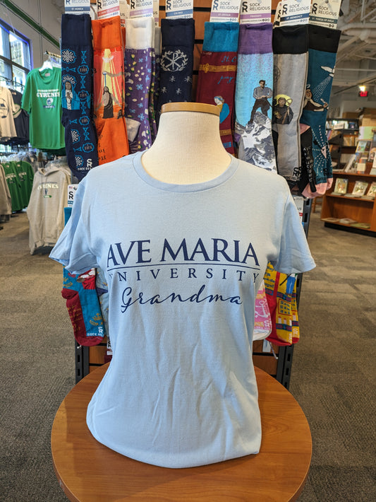 Ave Maria University Grandma Light Blue Ladies Tee