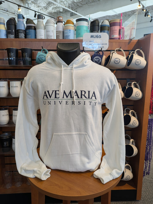 Ave Maria University Gildan White Hoodie