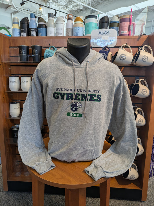 Ave Maria University Gyrenes Jerzees Athletic Grey Hoodie- Golf