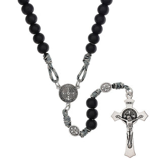 St. Benedict Black Paracord Rosary