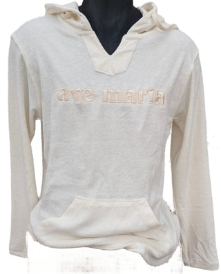 Ave Maria Embroidered Terry Hoodie