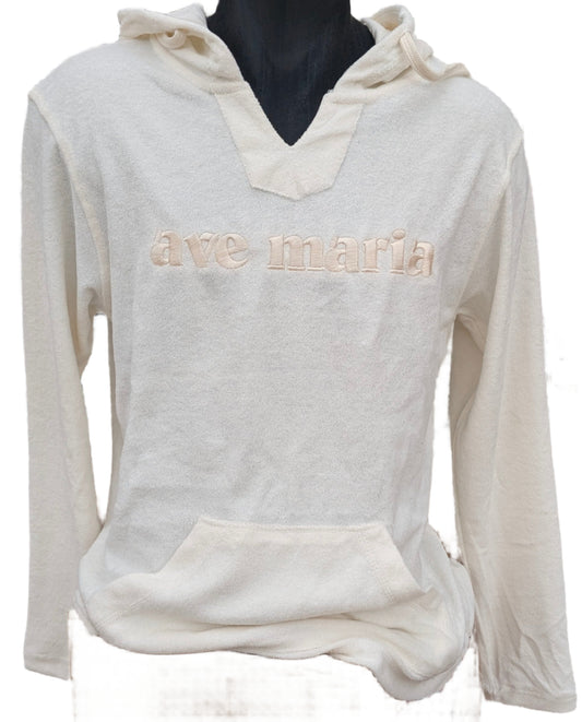 Ave Maria Embroidered Terry Hoodie