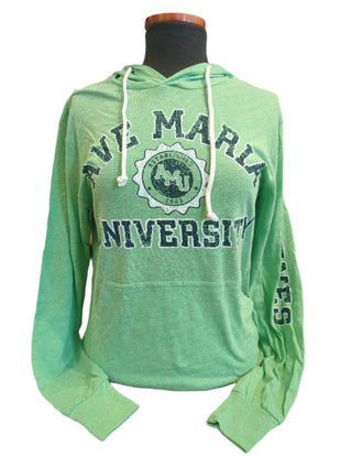 Ave Maria University Established in 2003 AMU Gyrenes Hooded Long Sleeve Tee - Monte Carlo - Blue 84