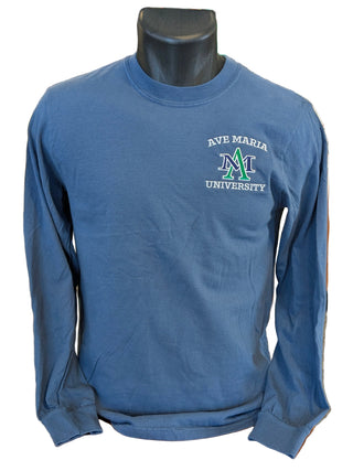 AM Embroidered Comfort Color Long Sleeve T-Shirt - Midnight