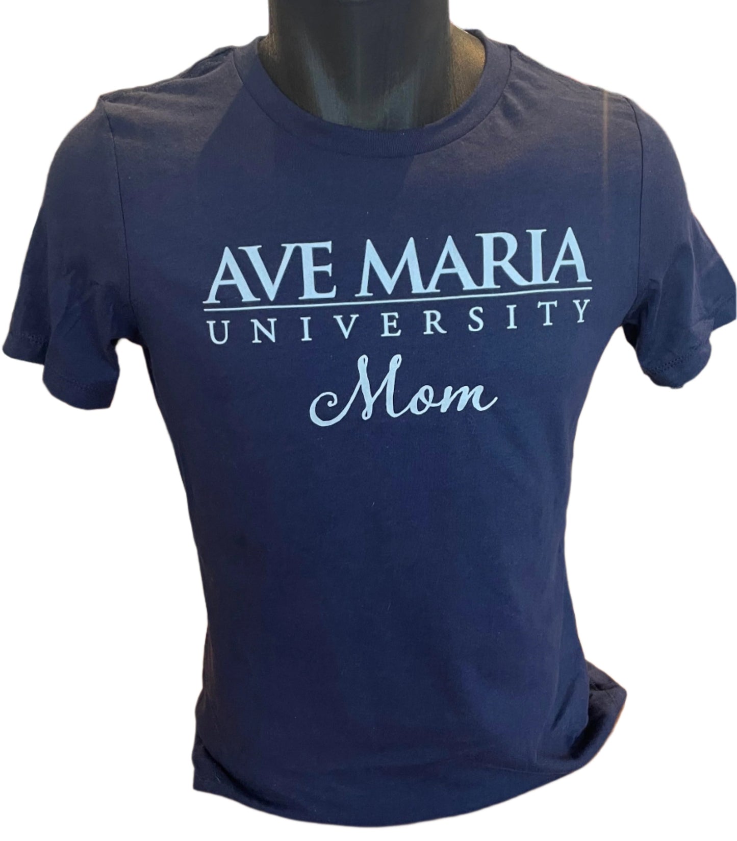 Bella + Canvas Navy Ave Maria Univeristy Mom T-Shirt