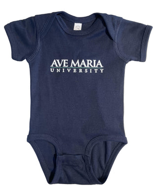 Ave Maria University Logo Navy Onesie