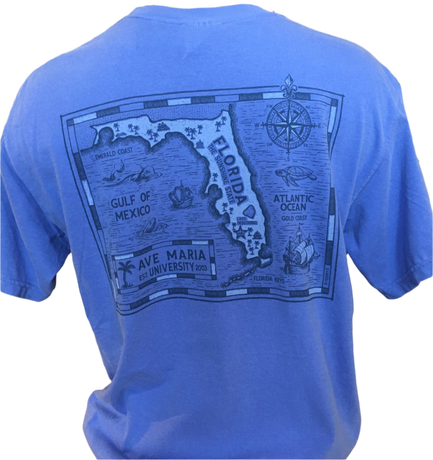 Ave Maria Florida Compass & Map Short Sleeve T-Shirt