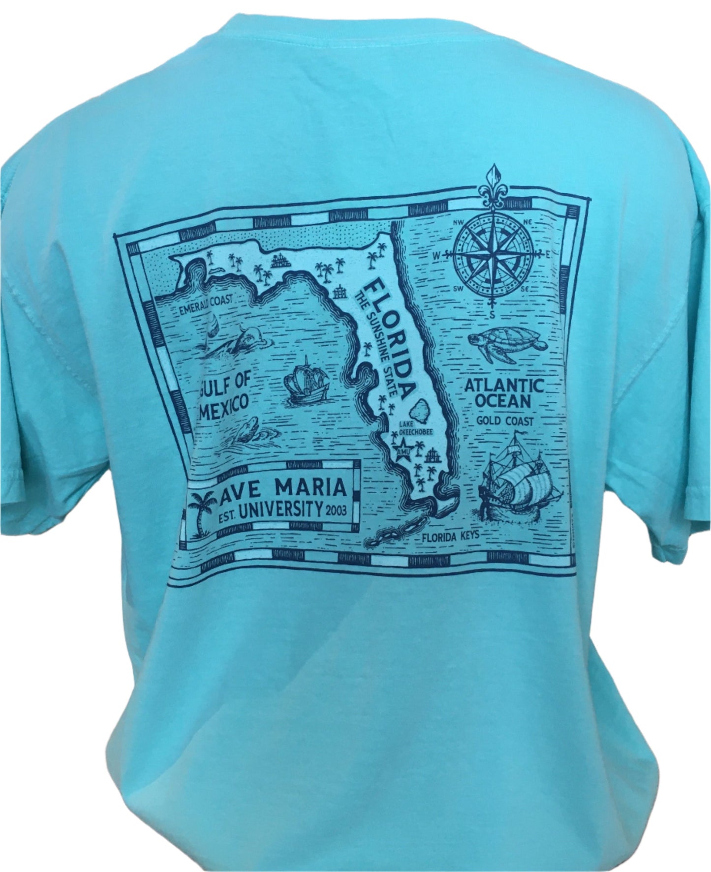 Ave Maria Florida Compass & Map Short Sleeve T-Shirt