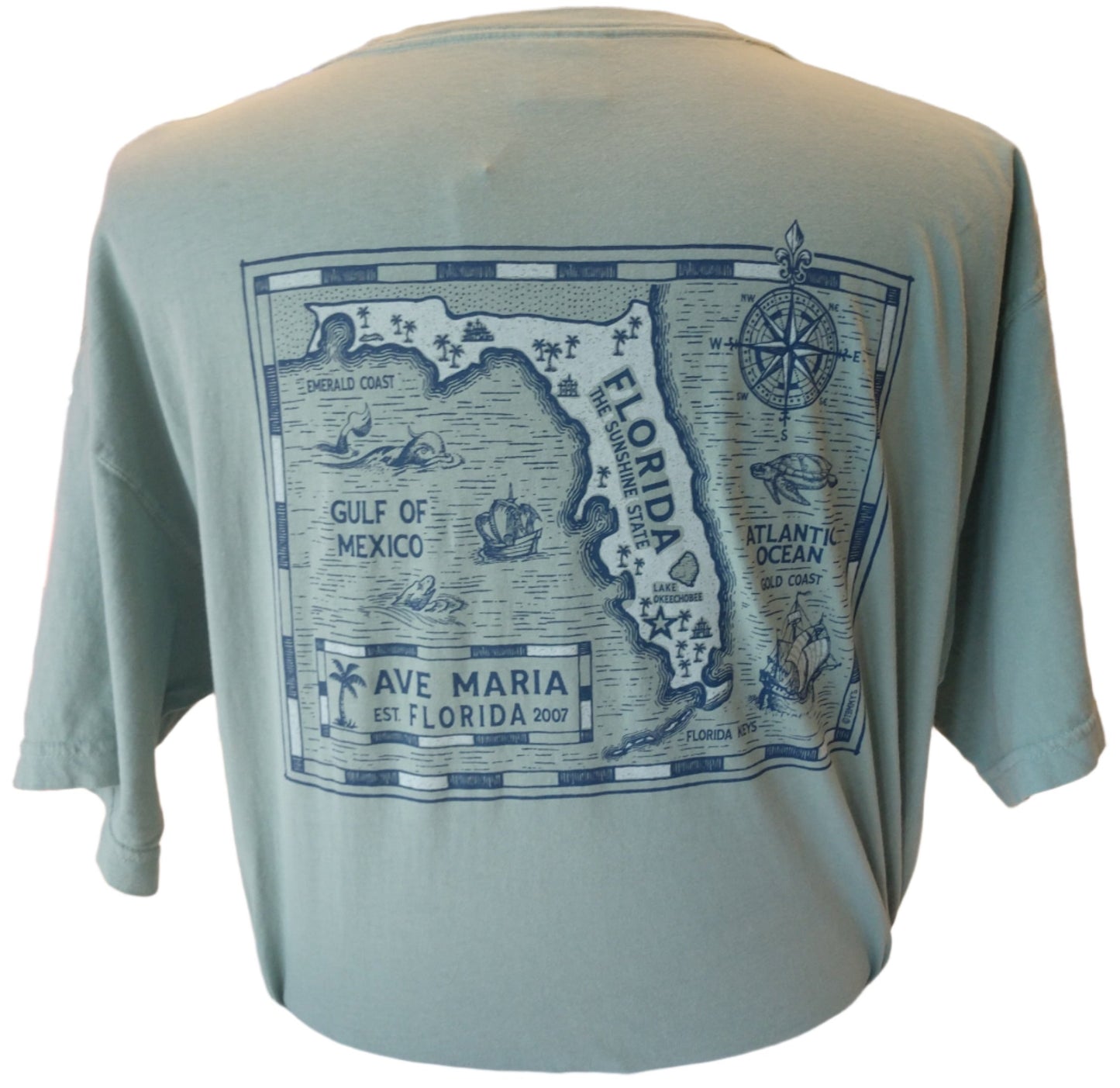 Ave Maria Florida Compass & Map Short Sleeve T-Shirt