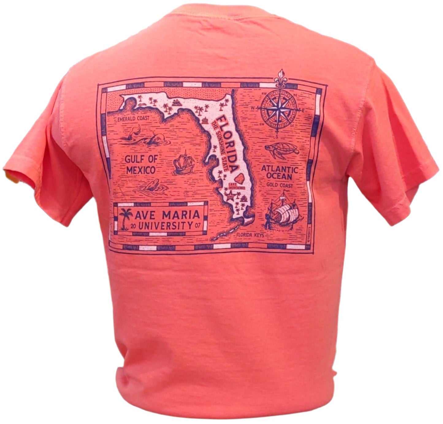 Ave Maria Florida Compass & Map Short Sleeve T-Shirt