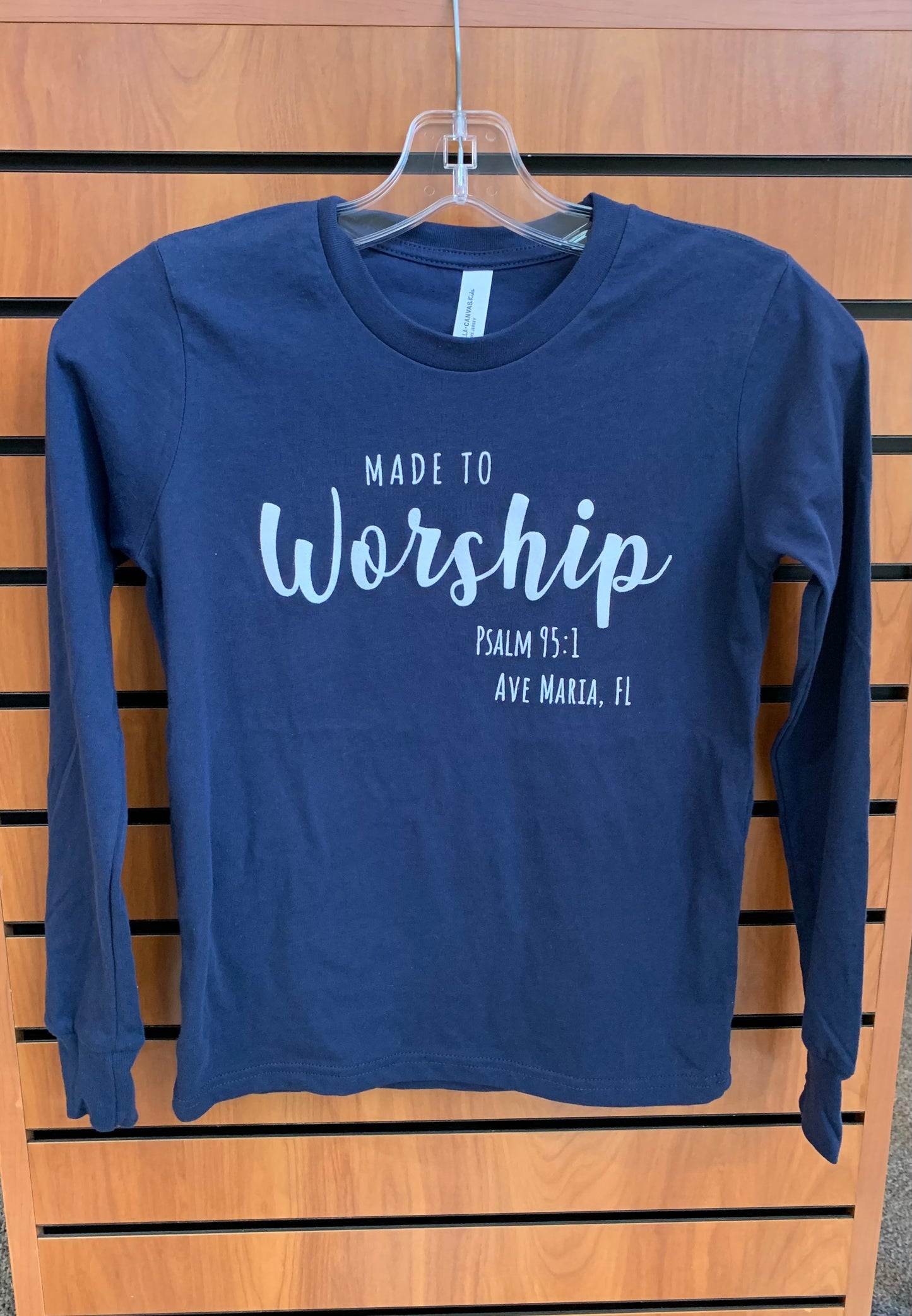Made to Worship Ps 95:1- Navy Youth Long Sleeve Tee