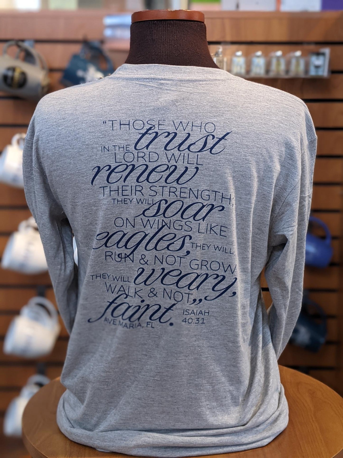 "Trust in the Lord..." Isaiah 40:41 Grey Long Sleeve
